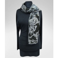 Czarna tunika sukienka kimono z długim rękawem